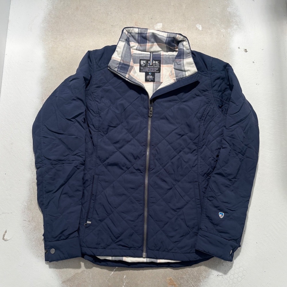 Kuhl Projekt Women Navy Blue Quilted Flannel Lined Full Zip Jacket Size M